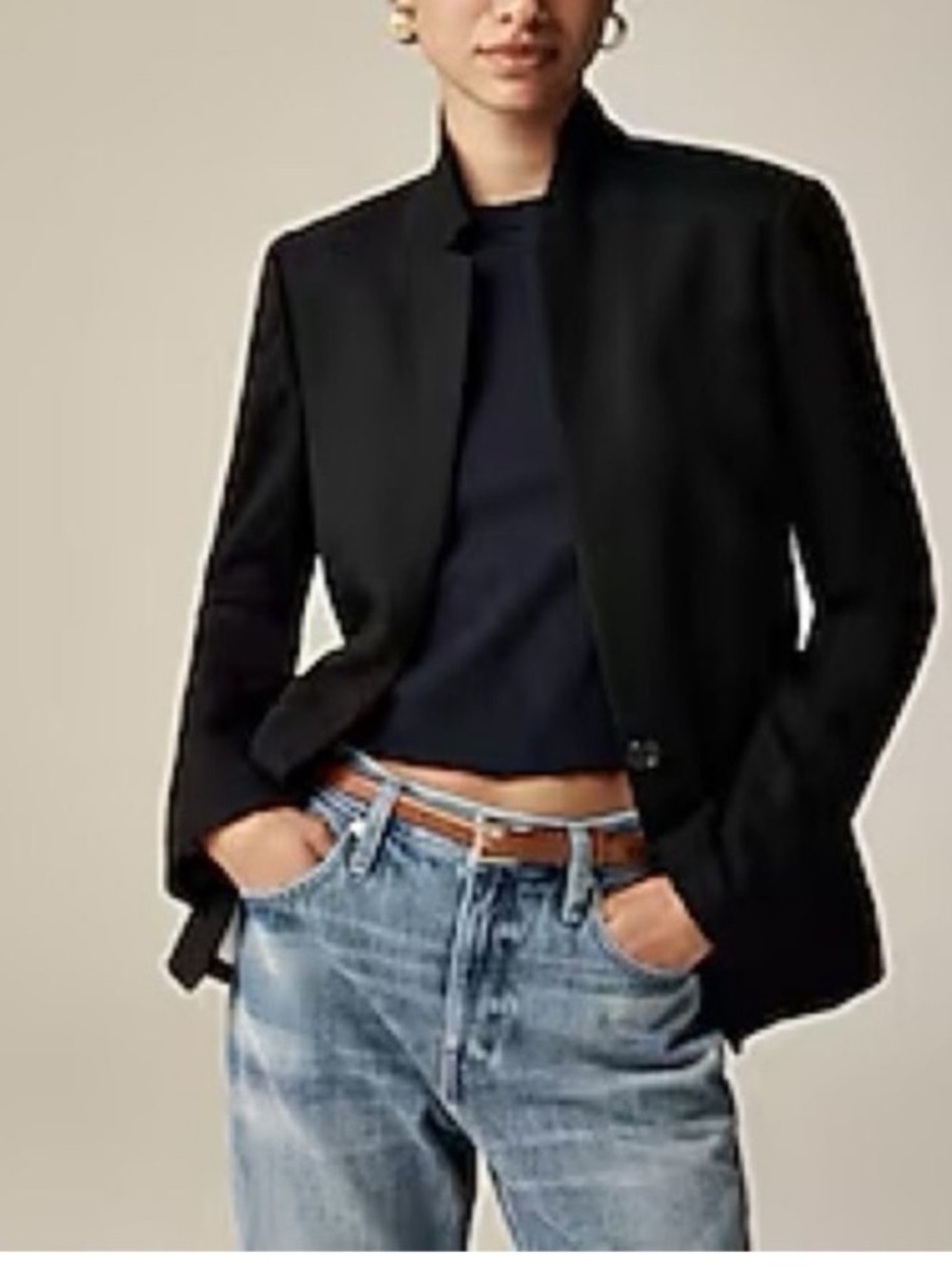 J.Crew Leighton Italian Boiled Wool Black  Blazer Jacket - Picture 2 of 13